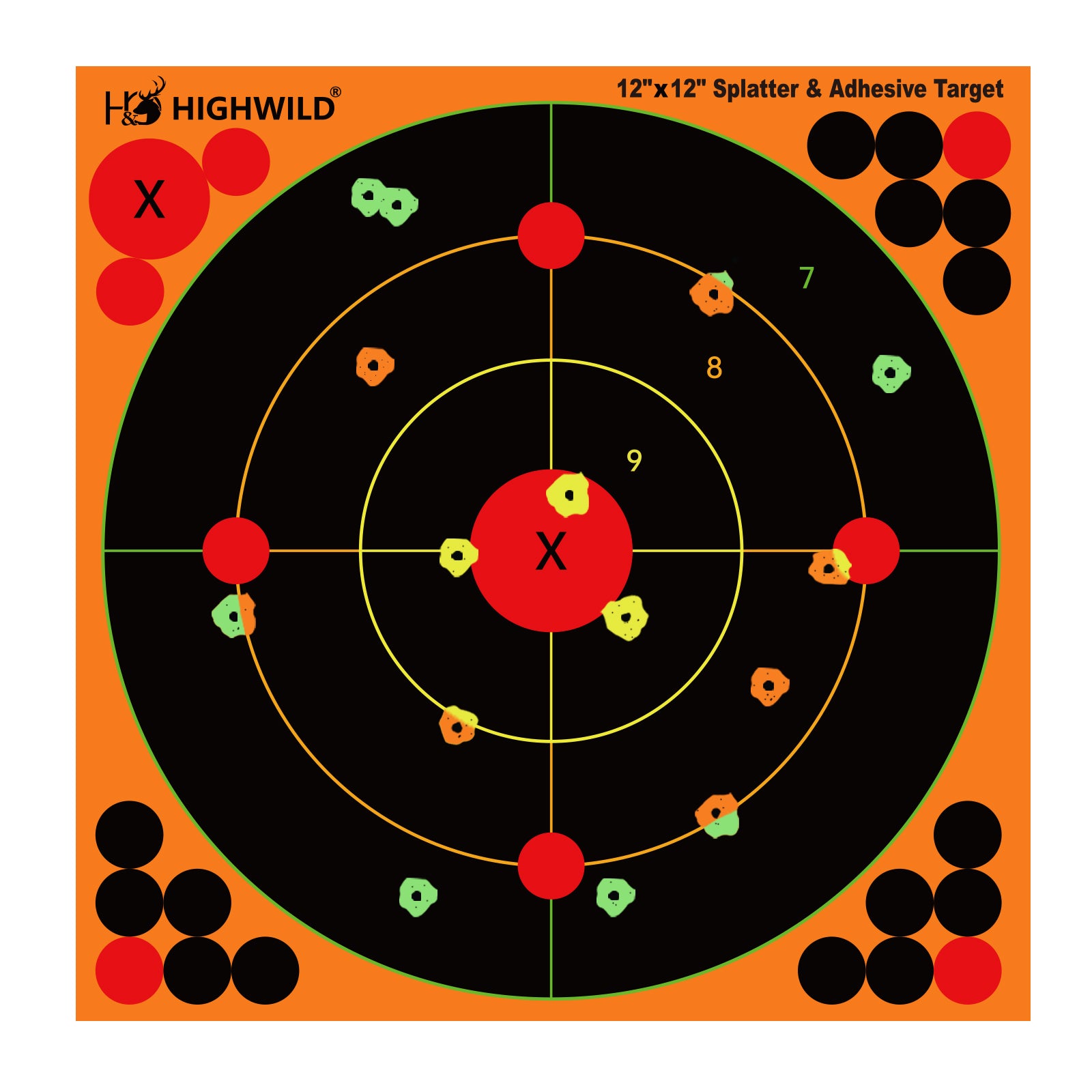 Stick Splatter Adhesive Bullseye Shooting Targets - 12x12 Inch – Highwild