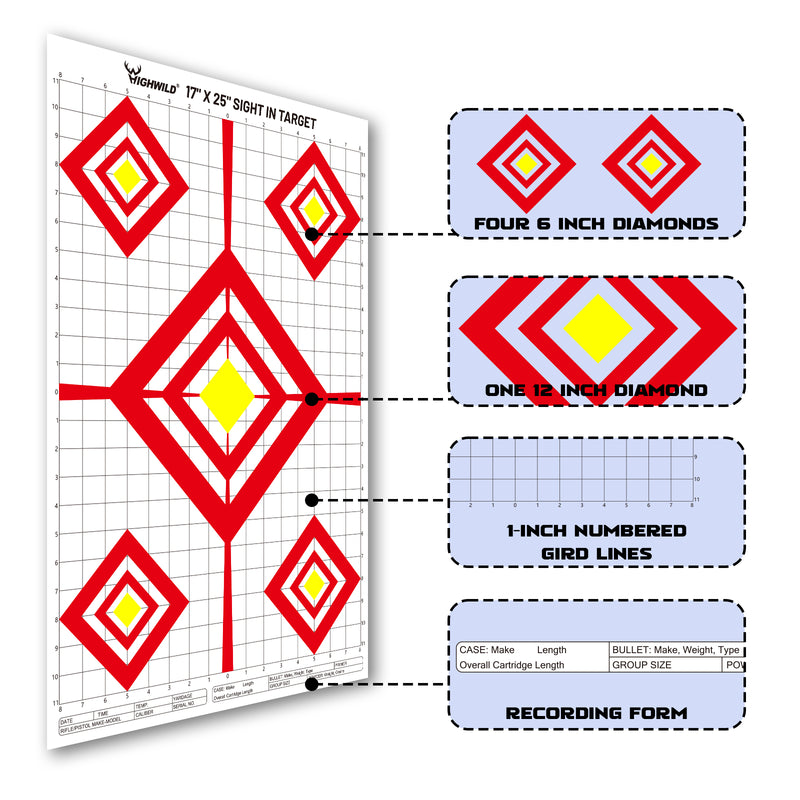 Load image into Gallery viewer, Sight in Shooting Range Paper Target - 17X25 Inches - Suitable for Handguns, Rifles, Airguns, BB Guns
