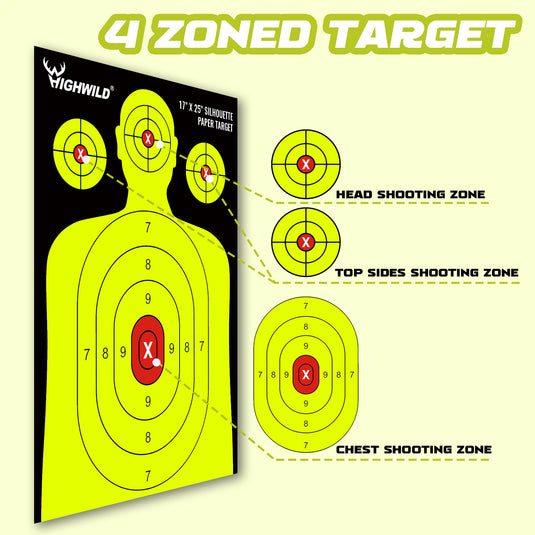 Shooting Range Silhouette Paper Target - 17X25 Inches (Multi Color)