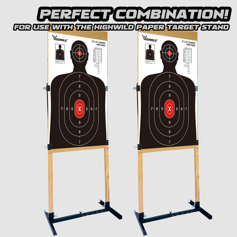 Load image into Gallery viewer, Shooting Range Silhouette Paper Target - 23X35 Inches - Suitable for Handguns, Rifles, Airguns, BB Guns (100 Pack, White &amp; Black)
