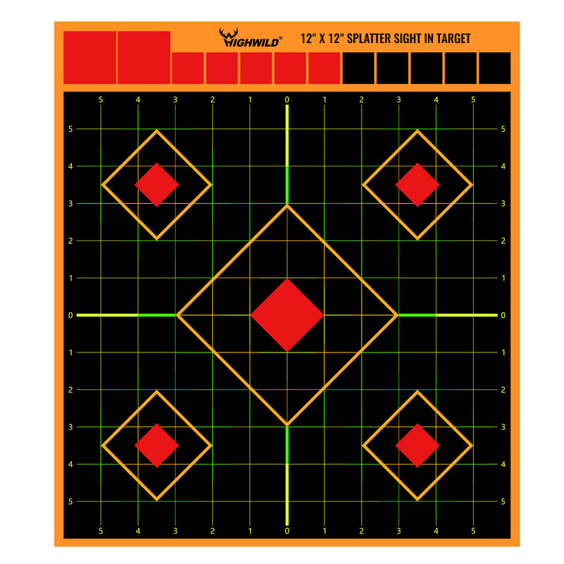 Load image into Gallery viewer, Sight in Stick Splatter Adhesive Shooting Targets - Splash Effect of Multiple Colors - 12 x 12 Inch
